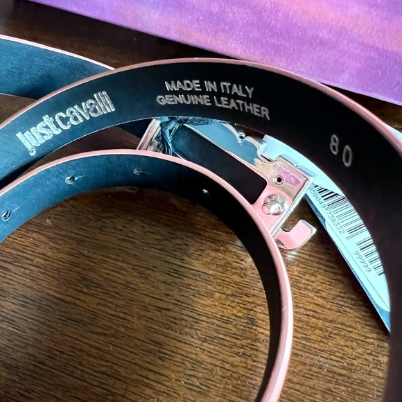 JUST CAVALLI Dusty Rose Leather Silver Buckle Belt Size 80 main image 7